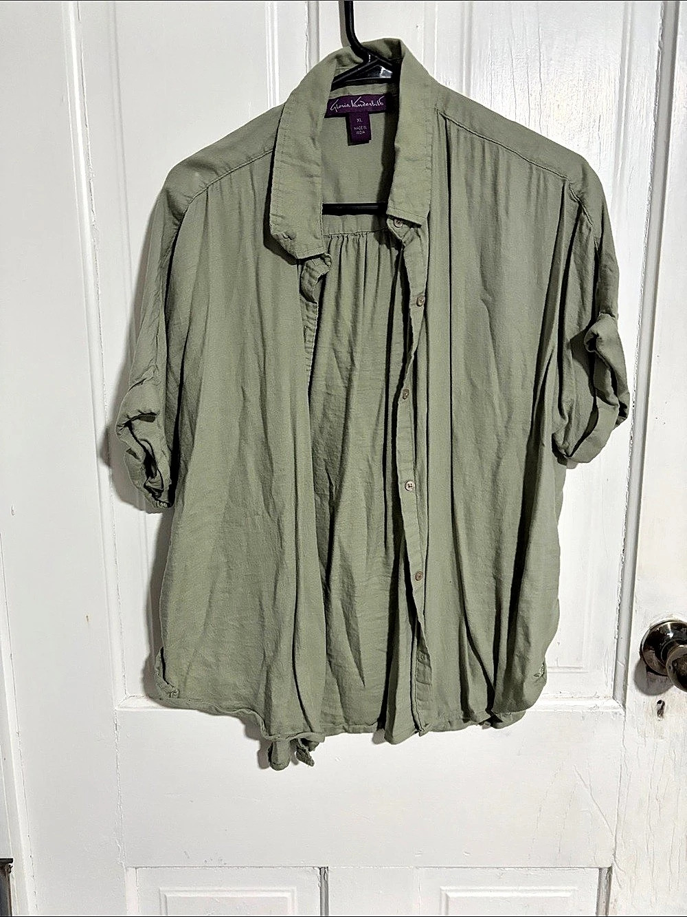 Gloria Vanderbilt Green Button Down Shirt XL Like New